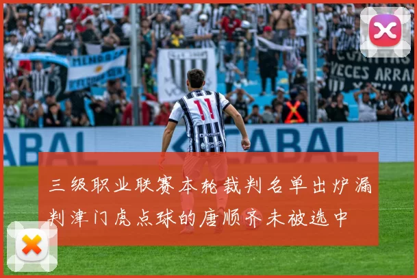 三级职业联赛本轮裁判名单出炉漏判津门虎点球的唐顺齐未被选中